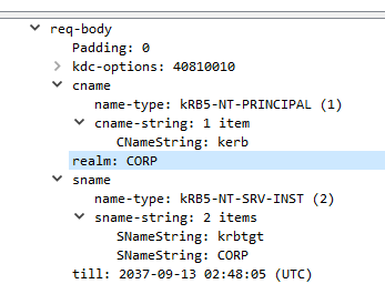 The contents of an AS-REQ message