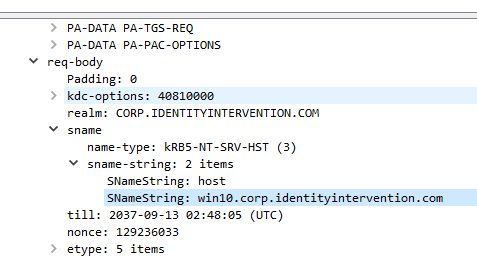 The contents of a TGS-REQ message